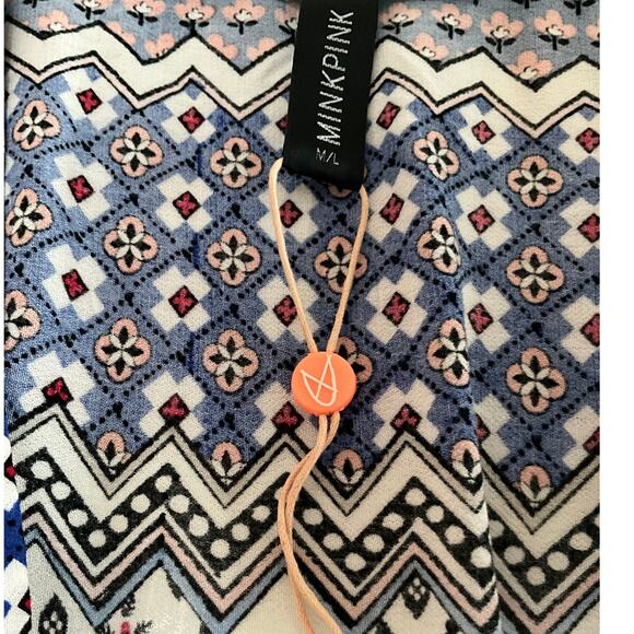 Minkpink Tie mini dress beach cover up boho tunic M/L - Picture 3 of 8